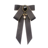 Maxbell Maxbell Bow Tie Ribbon Brooch Bowknot Bow Tie Gift Collar Pin for Shirt Uniform Suit Gray