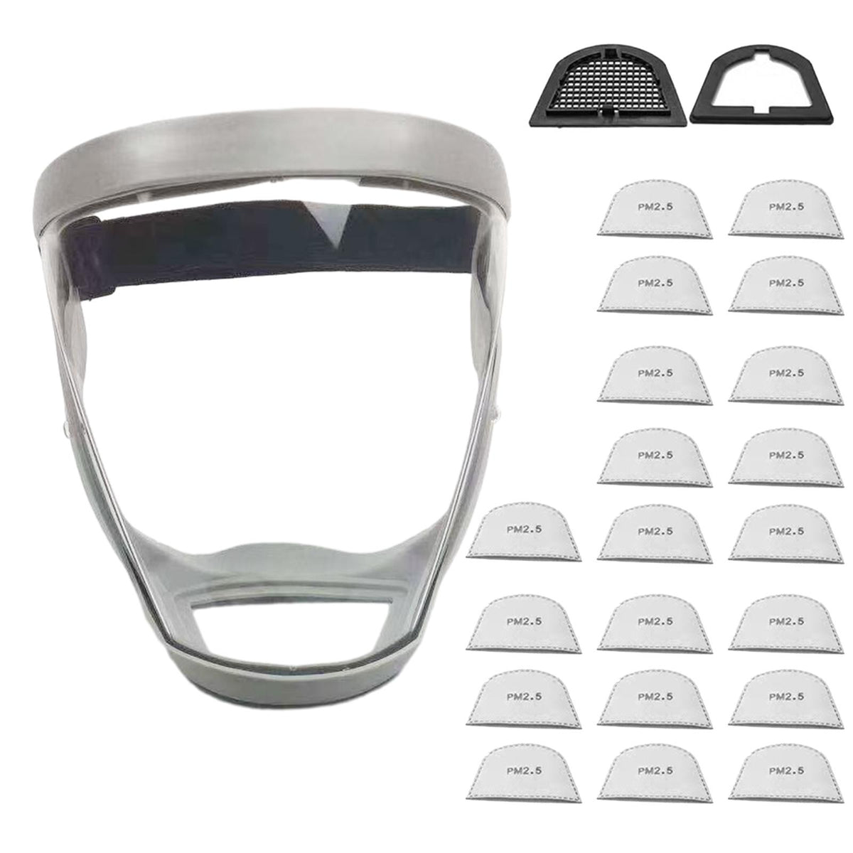 Maxbell Full Face Cover Anti Fog Protective for Grass Cutting Grinding Whacking Gray 20 Filter Cloth