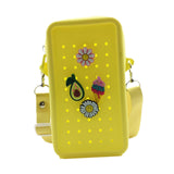 Maxbell 2xHoles Shoulder Bag Practical Silicone Phone Holder Bag for Women Sport Yellow