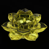 Buddhism Worship Lotus Flower Crystal Candle Holders Home Decoration Yellow