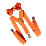 Maxbell 2xMens Suspenders with Bow Tie Y Back Braces for Formal Wear Halloween Cosplay Orange