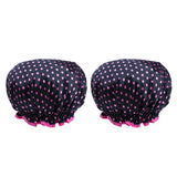 Maxbell Maxbell 2 Pieces Double Layer Waterproof Shower Bathing Caps for Women Black #1