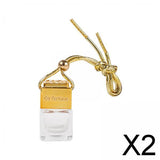 Maxbell 2xEmpty Car Diffuser Empty Pendant Perfume Bottle Auto Perfume Diffuser Bottle Gold