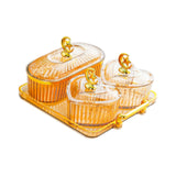 Maxbell Dried Fruit Plate Appetizer Serving Tray for Living Room Holiday Dining Room 4 grid amber