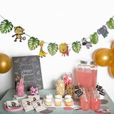 Maxbell Cartoon Animal Palm Tree Leaves Paper Banner Birthday Party Kids Room Decors