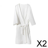2xWomens Disposable Bathrobe with Waist Belt Wrapper Loose for Traveling