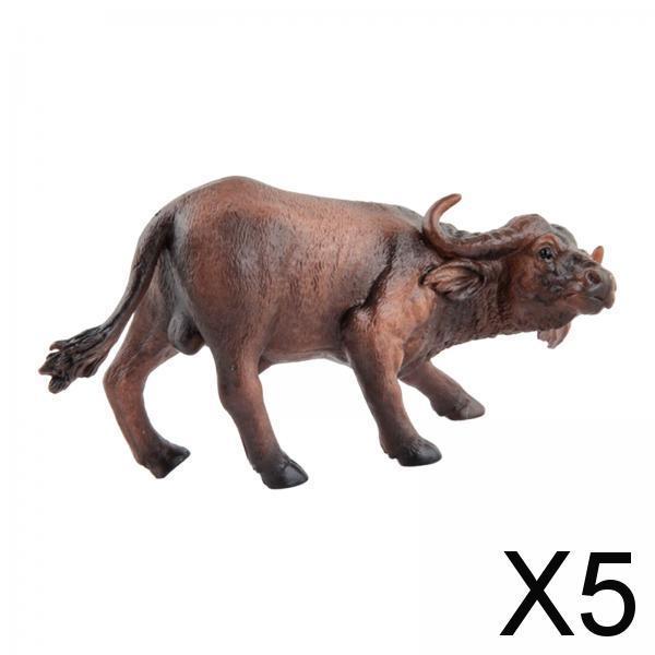 Maxbell 5xAnimal Buffalo Models Playset Model for Desktop Ornament Decors Collection