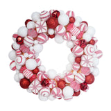 Christmas Ball Wreath Floral Wreath Ornaments for Winter Indoor Outdoor Home Red White