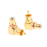 Maxbell 2x2x Right Angle RCA Adaptor Plug Male to Female 90 Degrees Gold Plated