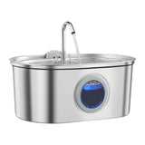 Maxbell Stainless Steel Cats Pet Water Fountain 108 oz Cat Waterer for Dogs Pet Cats With Viewing Window
