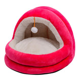 Maxbell Maxbell Cute Cat Bed with Ball Toy Anti Slip Bottom Cozy Kitten Cave Kennel Dog Bed M Pink