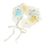 Maxbell Women Crochet Bandana Soft Handmade Comfortable Hair Accessories Photo Props blue yellow