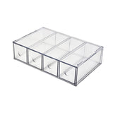 Maxbell Glasses Storage Box for Women Men Tabletop 4 Grids Sunglasses Organizer Case Clear