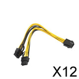 Maxbell 12x6Pin Female to 2x 8Pin (6+2) Male PCI Express Power Adapter Y Splitter Cable