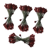 Maxbell 200pcs Artificial Double Head Berries DIY Craft Dark Red