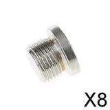 Maxbell 8xElectroplated Nickel Hex Bolt Bung Plug for O2 Oxygen Sensor M18x1.5 Thread