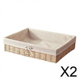 Maxbell 2xWoven Baskets Stackable Paper Rope Storage Basket for Snacks Cosmetics Lunch 40cmx30cmx9cm