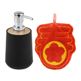 Maxbell Soap Dispenser with Towel Stylish Lotion Pump Bottle for Home Vanity Kitchen black chun Word