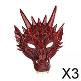 Maxbell 3xDragon Mask Scary Dinosaurio Animal Mask for Stage Performances Wedding Prom Red