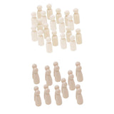 Maxbell 40 Pieces Male Female Wooden Peg Dolls Set DIY Art Craft Wedding Cake Topper