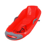 Maxbell Snow Sled with Pull Rope and Handle Grass Sliding Sled for Lawn Yard Outdoor Red Shark