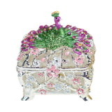 Jewelry Box Gift Creative Dresser Peacock Trinket Box for Pendants Bracelets White