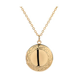 Women Openable Round Picture Photo Locket Pendant Necklace Chain  Gold