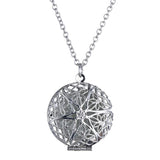 Maxbell 2xVintage 925 Silver Plated Hollow Round Locket Pendant Necklace Jewelry Gift