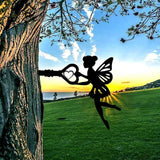 Maxbell Fairy Silhouette Ornament Wall Art Metal Silhouette for Fence Home Farmhouse