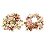 Maxbell 200 Pieces Printed Flower Shape 2 Holes Wooden Sewing Buttons for Clothing