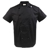Maxbell Men Women Double Breasted Short Sleeve Chef Coat Restaurant Cook Uniform L Black Short Sleeve - Aladdin Shoppers