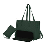 Maxbell Womens Tote Bag Quilted Lunch Box Laptop Bag for Collage Office Casual Green