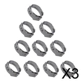 Maxbell 3x10 Pieces Stainless Steel Single Ear Clamps Hydraulic Hose 10 x 13.7-16.2mm