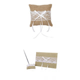 Maxbell RUSTIC Burlap Jute Lace Wedding Party Guest Book Pen Stand Ring Bearer Pillow 4"