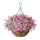 Maxbell Hanging Artificial Flowers Basket Ornament Plant Hanger for Yard Lawn Garden Pink