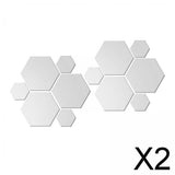 Maxbell 2x12/Set 3D Mirror Wall Stickers Removable for Bedroom Living Room Decor Silver