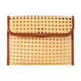 Maxbell Rattan Clutch Purse Fashion Versatile Summer Shoulder Bag for Holiday Picnic Brown