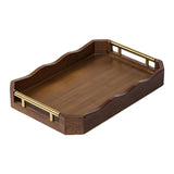Maxbell Bamboo Serving Tray Breakfast Multipurpose Dinner Tea Tray with Metal Handle S Brown