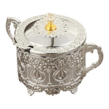 Maxbell Candy Jar with Spoon Dispenser Sugar Bowl for Kitchen Home Housewarming Gift Silver