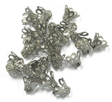 Maxbell 2x50pcs Vintage Filigree Flower Bead End Cap Finding For Jewelry Making Black