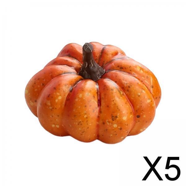 Maxbell 5xArtificial Pumpkin Halloween Foam Pumpkins Decor Table Centerpiece 4.5x7.5cm Orange