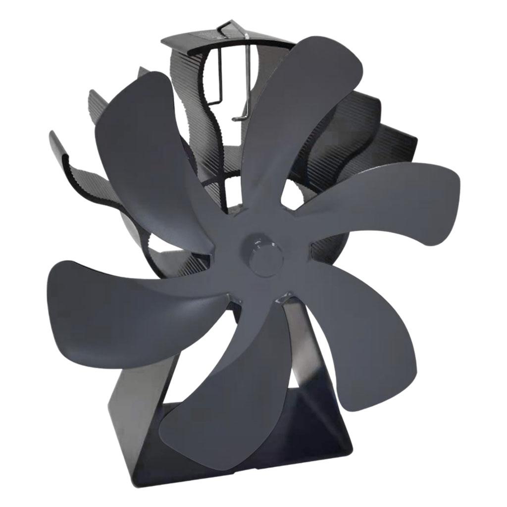 Maxbell Maxbell 6 Blades Fireplace Fan Heat Powered Stove Fan for Wood/Log Burner/Fireplace Gray