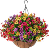 Maxbell Artificial Faux Hanging Flowers Plants with Basket Chain Flower Pot for Lawn B