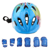 Maxbell 7 Pieces Kid Child Roller Skating Bike Helmet Knee Wrist Guard Elbow Pad Set Blue - Aladdin Shoppers