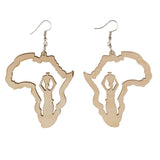 Maxbell Vintage Ethnic Natural Women wooden African Map Tribal Drop Earring Burlywod - Aladdin Shoppers
