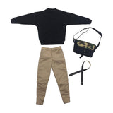 Maxbell 1/6 Men Sweatshirt Pants Belt Bag for    12'' Action Figure Black