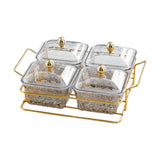 Maxbell Divided Serving Dishes Dried Fruit Tray with Lid for Candy Appetizer Cookies 4 Grids