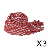 Maxbell 3xOutdoor Arabic Scarf for Women and Men Head Neck Wrap Desert Keffiyeh Turban red