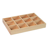 Maxbell Wooden 12 Grids Jewelry Storage Tray for Small Potted Plants Multifunctional Light Brown