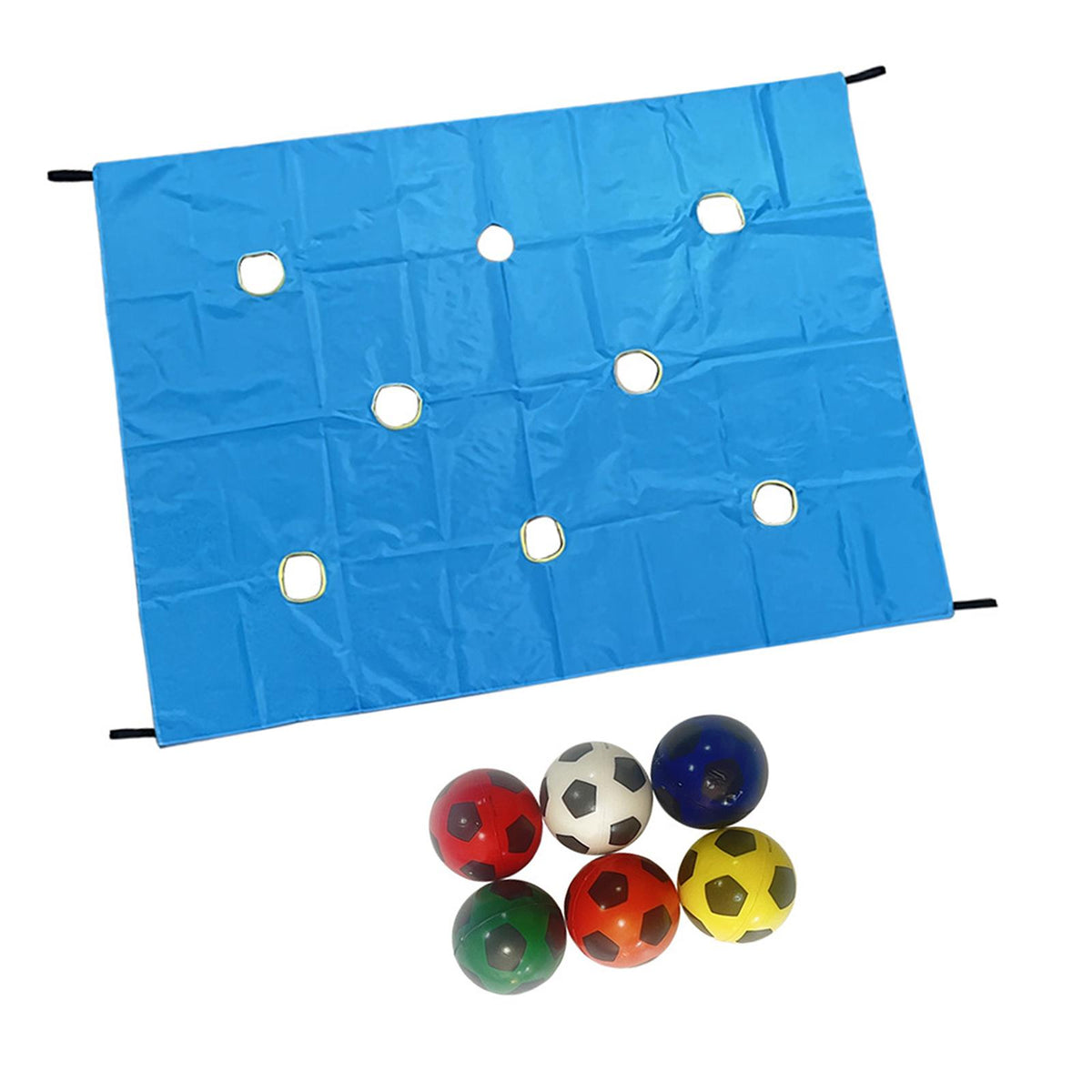 Maxbell Hole Tarp Set Preschool Playing Fun Equipment Coordination Kids with 6 Balls Blue